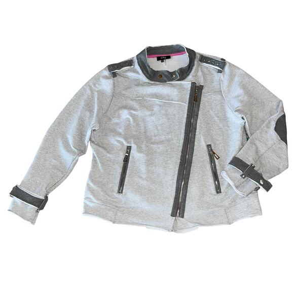 Orly Fleece Jacket Full Zip Asymmetric Sweatshirt Studded - Picture 5 of 14